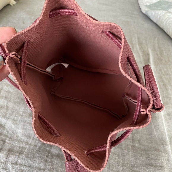 Maroon Drawstring Bucket Bag - Picture 4 of 5